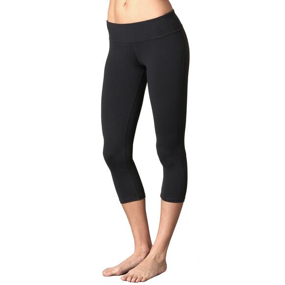 prAna Ashley Capri Legging Sz M New $60 Black Low Rise Compression Pants Jersey - Picture 1 of 9